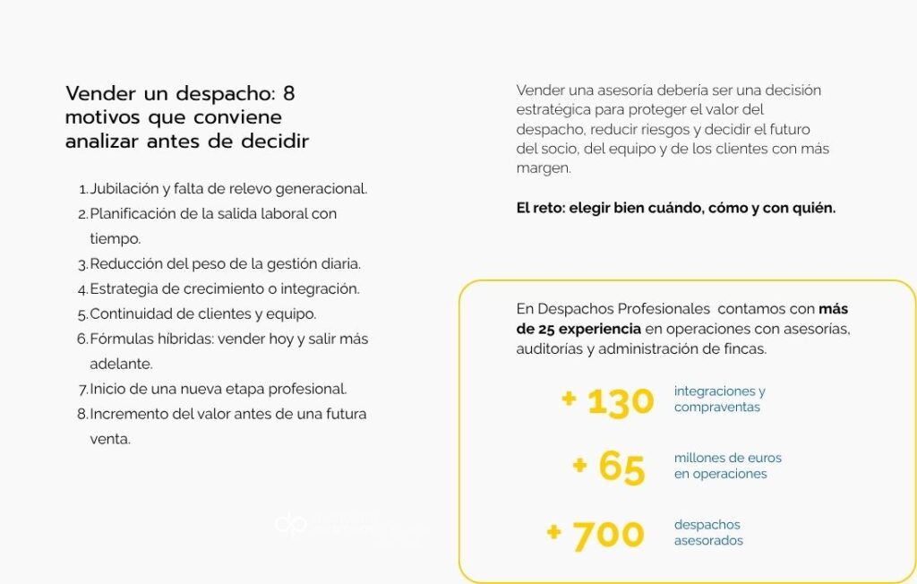 Motivos para vender mi despacho